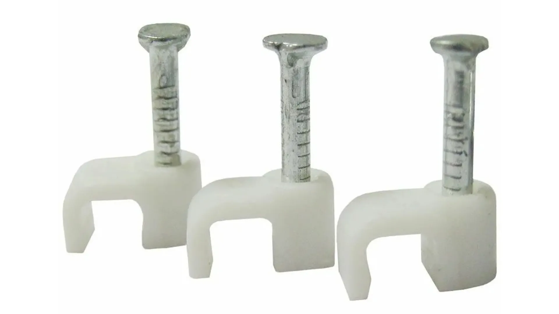 Скоба крепежная с гвоздем 9 мм белый